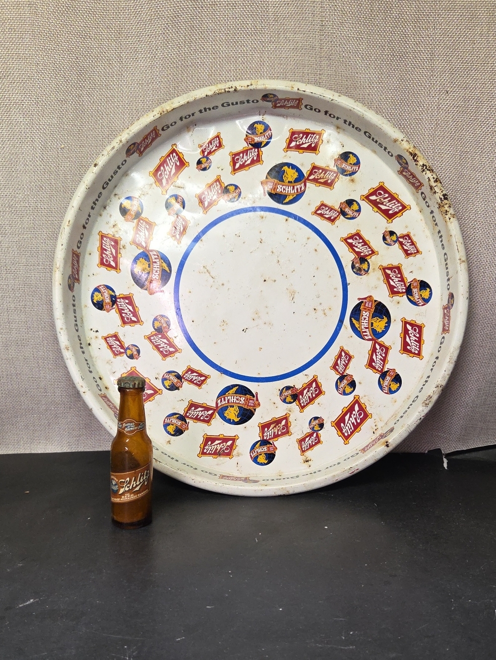 Vintage Schlitz Beer Tray "Go for the Gusto"  Serving Tray, Mini Schlitz‎ Shaker